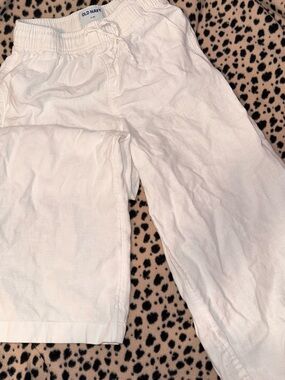 Old Navy White Kids Linen-Blend Pull-On Pants with Drawstring